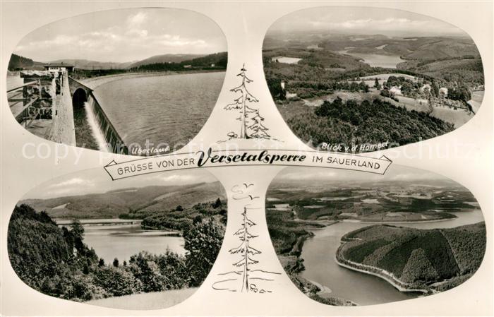 Versetalsperre Landschaftspanorama Blick von der Homert Stausee ueberlauf