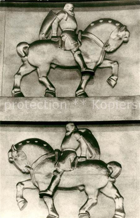 LEIPZIG Sachsen Voelkerschlachtdenkmal Reiterfiguren aus der Kuppelhalle