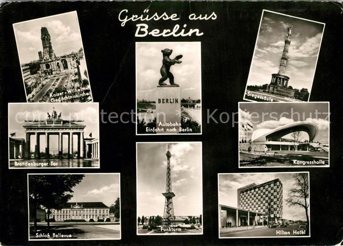 BERLIN  CITY Kaiser Wilhelm Gedaechtniskirche Brandenburger Tor Schloss Bellevue