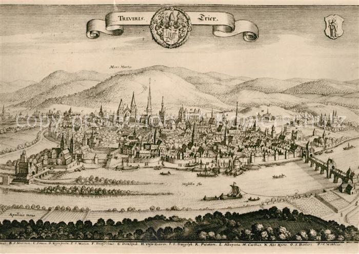 Trier aelteste Stadt Deutschlands nach einem alten Stich Kuenstlerkarte