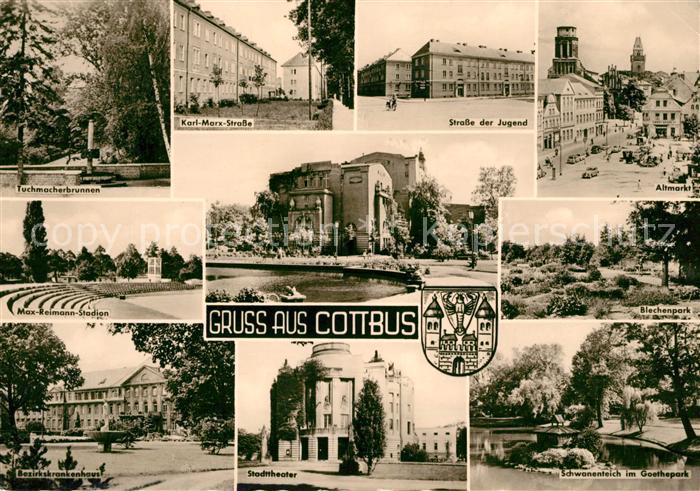 Cottbus Tuchmacherbrunnen Karl Marx Strasse Altmarkt Strasse der Jugend Max Reim