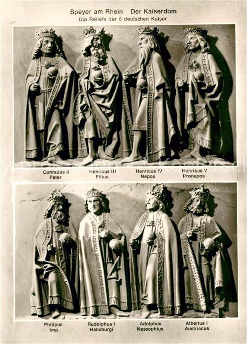 Speyer Rhein Kaiserdom Reliefs der 8 deutschen Kaiser Bromsilber