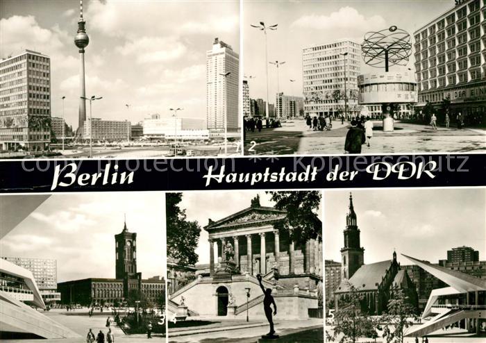 BERLIN  CITY Alexanderplatz Uraniasaeule Weltzeituhr Haus des Lehrers Rathaus Na