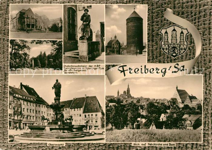 Freiberg Sachsen Studentenwohnheim Springbrunnen Scheringer Park Der alte Bergma