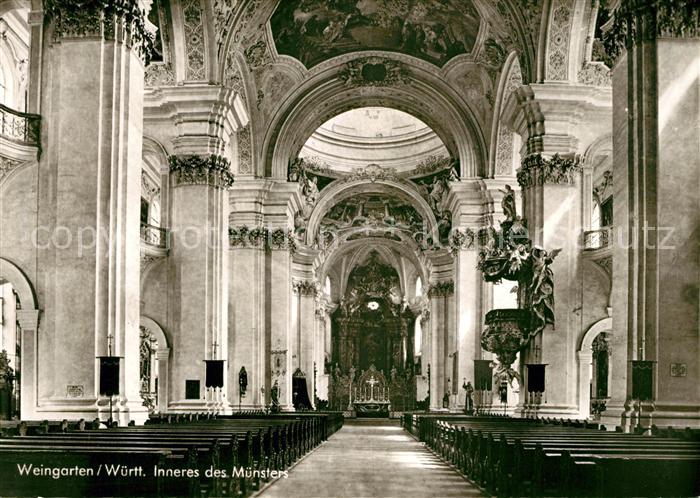 Weingarten Wuerttemberg Inneres des Muensters Fresken
