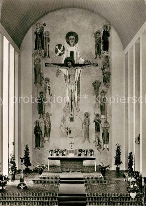 Bayerisch Gmain Pfarrkirche St Nikolaus von der Fluee Altarfresko von Karl Manni