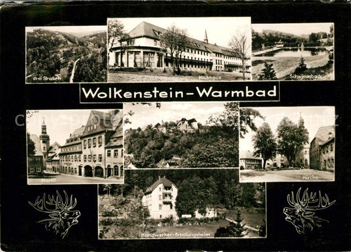 Warmbad Wolkenstein Drei Strassen Klubhaus Schwimmbad Kirche Markt Handwerker Er