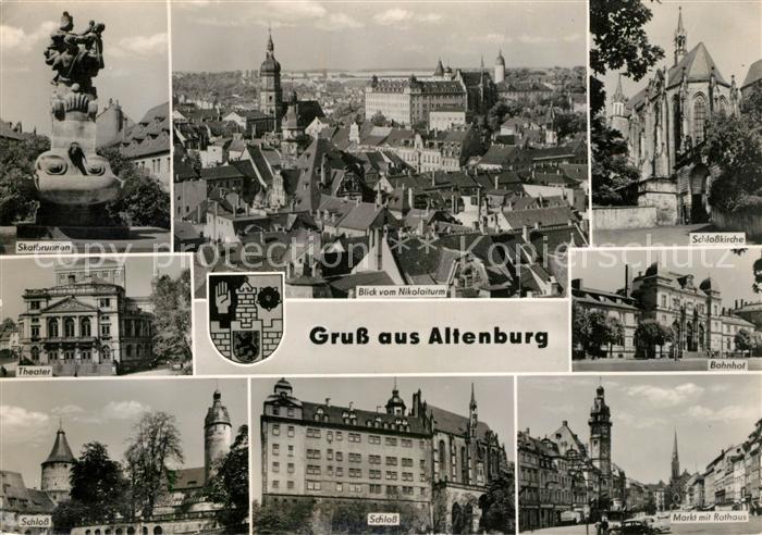 Altenburg Thueringen Skatbrunnen Stadtpanorama Blick vom Nikolaiturm Schlosskirc