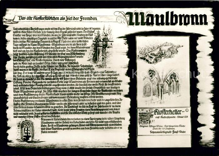Maulbronn Ehem. Zisterzienserkloster Faustturm Klosterkeller Chronik