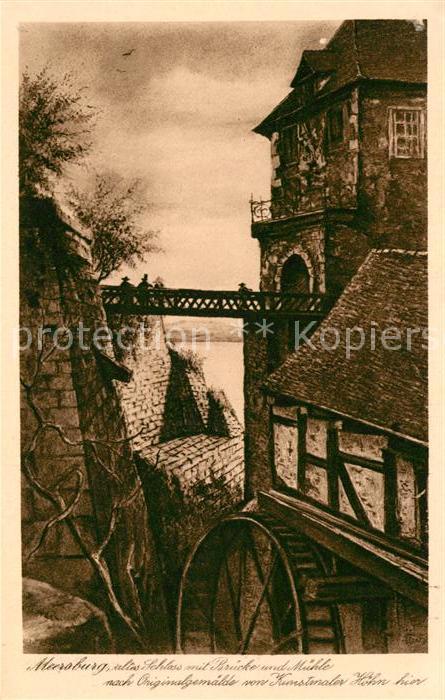 Meersburg Bodensee Schloss Bruecke Muehle nach Originalgemaelde von Kuenstmaler