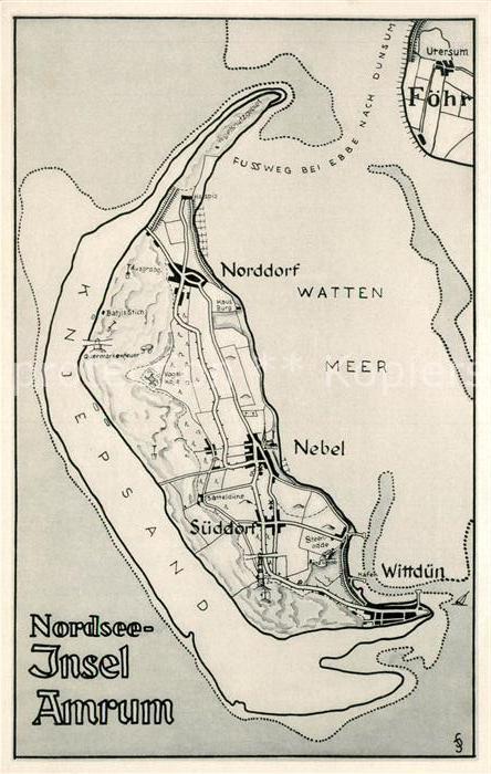 Amrum Ortungskarte Norddorf Nebel Wittduen