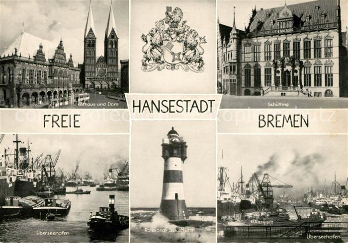 BREMEN  DE Schuetting ueberseehafen Rotesand-Leuchtturm Rathaus