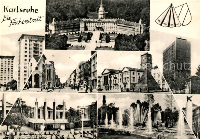 Karlsruhe Baden Schloss Marktplatz Hauptpost