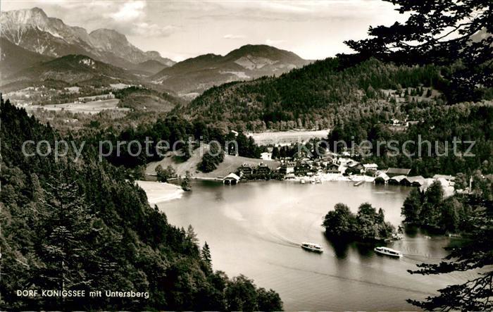 Koenigsee Berchtesgaden Landschaftspanorama Dorf Koenigsee mit Untersberg Bercht