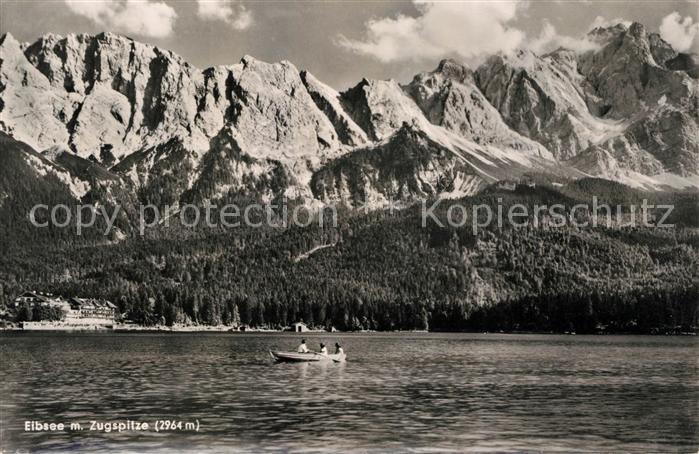 Eibsee Blick ueber den See zur Zugspitze Wettersteingebirge