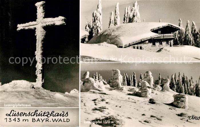 Lusenschutzhaus Berghaus im Bayerischen Wald Luisengipfel Kreuz Winterlandschaft