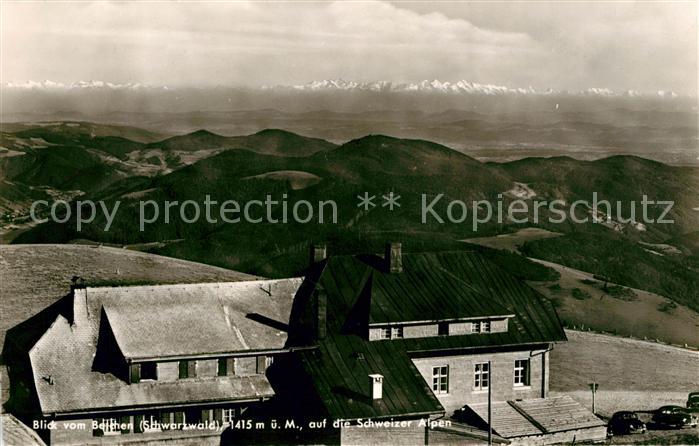 Schoenau Schwarzwald Hotel Belchenhaus Blick vom Belchen auf die Schweizer Alpen