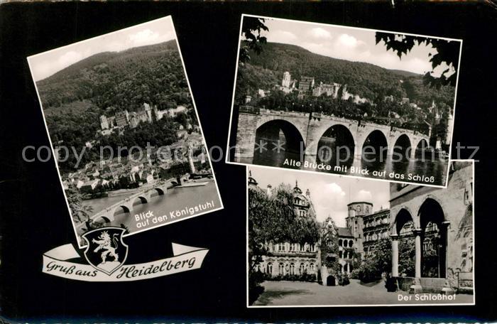 Heidelberg Neckar Panorama Blick auf den Koenigstuhl Alte Bruecke Schloss Schlos