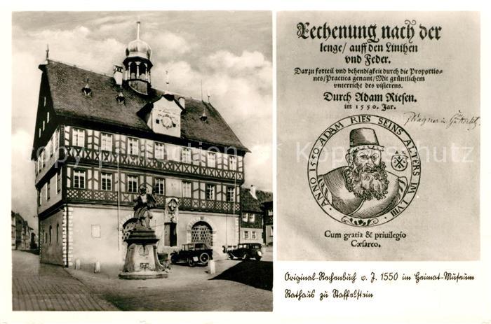 Staffelstein Rathaus Denkmal Titelblatt des Original Rechenbuches von Adam Riese
