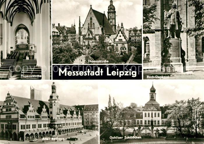 LEIPZIG Sachsen Thomaskirche Innenansicht Bach Denkmal Rathaus Gohliser Schloess
