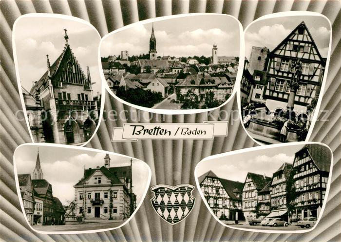 Bretten Baden Teilansichten Altstadt Fachwerkhaeuser Brunnen