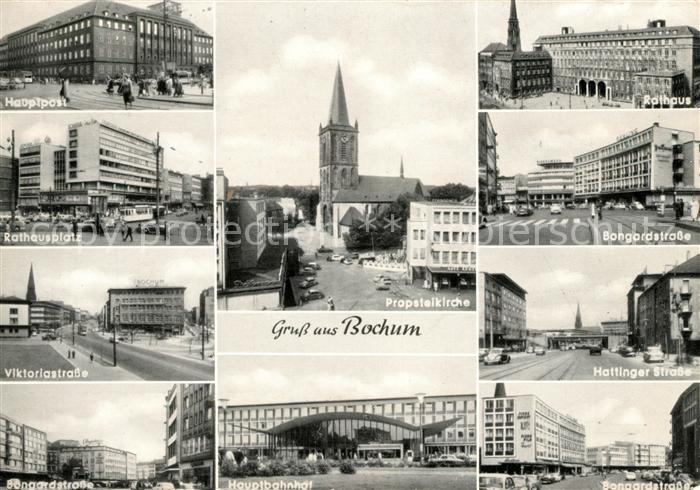 Bochum Hauptpost Rathaus Platz Strassenpartien Hauptbahnhof Propsteikirche
