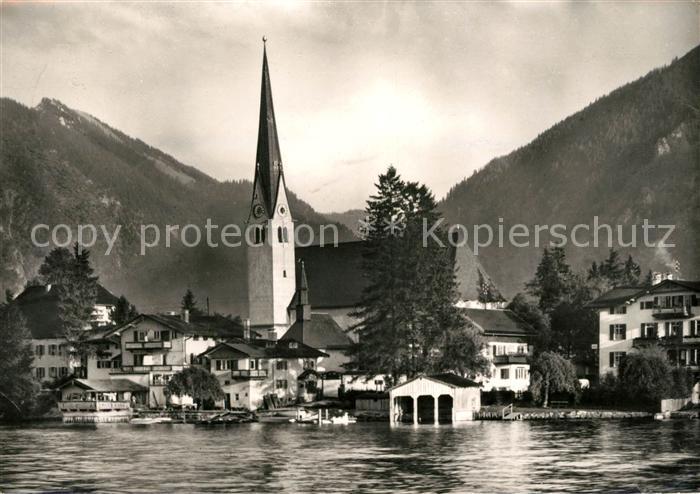 Rottach-Egern Ansicht vom Tegernsee aus Kirche