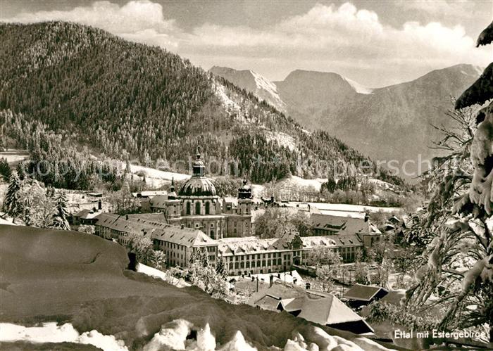 Ettal Winterpanorama Kloster Estergebirge