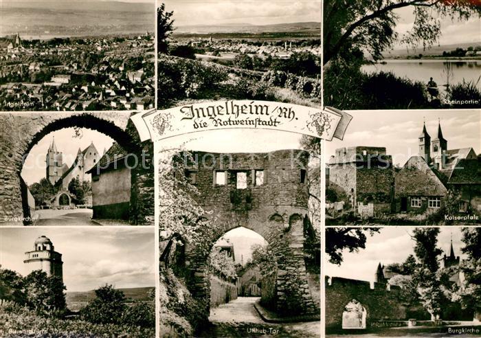 Ingelheim Rhein Fliegeraufnahme Landschaftspanorama Kirche Burgruine Kaiserpfalz