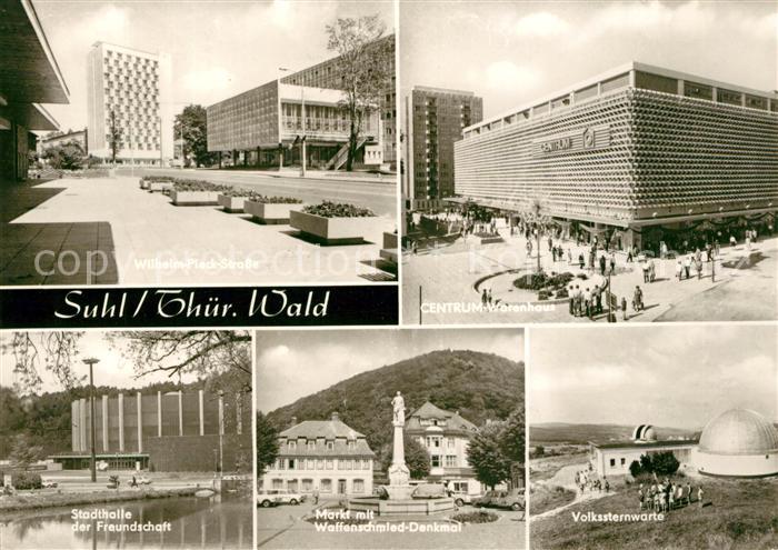 Suhl Thueringer Wald Wilhelm Pieck Strasse Centrum Warenhaus Stadthalle der Freu