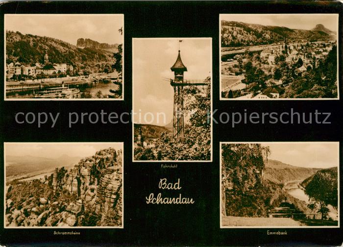 Bad Schandau Elbe Dampfer Schrammsteine Fahrstuhl Landschaftspanorama Emmabank