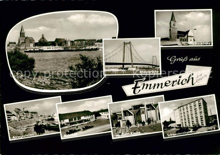 Emmerich Rhein Rheinschifffahrt Rheinbruecke Martinikirche Anlegestellen Bahnhof