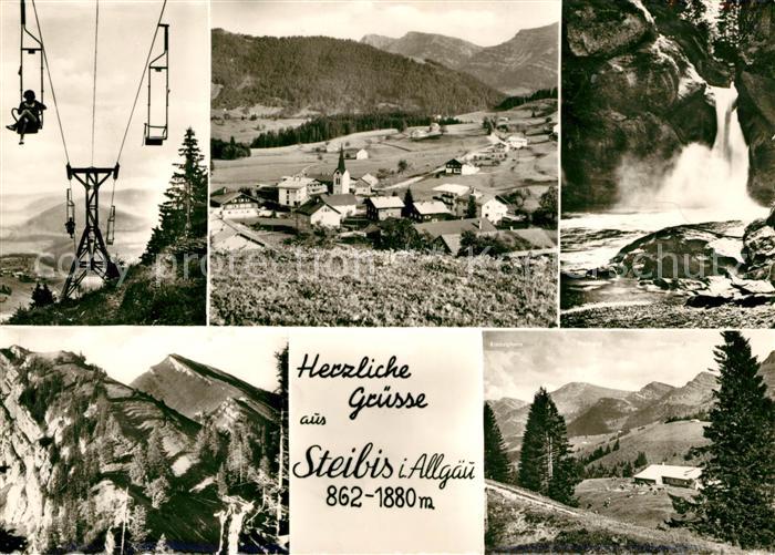 Steibis Landschaftspanorama Allgaeuer Alpen Sessellift Wasserfall
