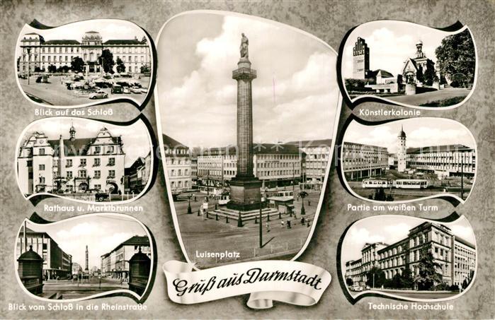 Darmstadt Schloss Rathaus Marktbrunnen Rheinstrasse Kuenstlerkolonie Weisser Tur