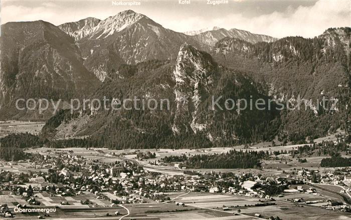 Oberammergau gegen Notkarspitze Kofel Zugspitze Wettersteingebirge Fliegeraufnah