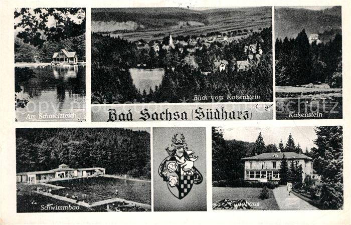 Bad Sachsa Harz Schmelzteich Panorama Blick vom Katzenstein Schwimmbad Kurhaus W