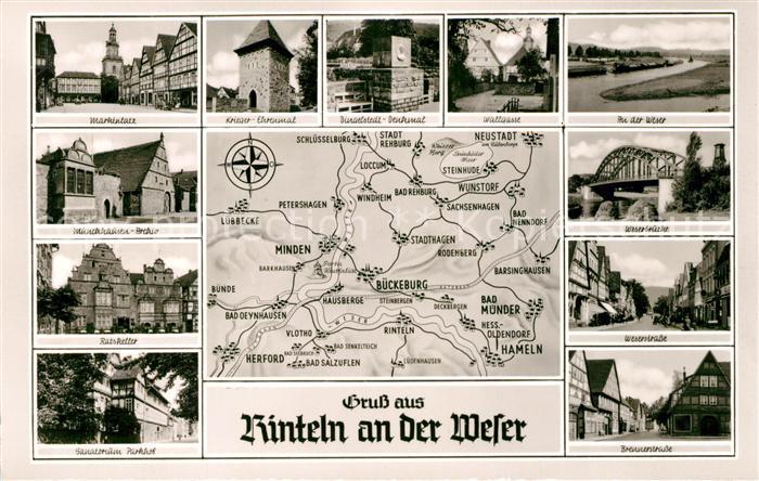 Rinteln Marktplatz Kriegerdenkmal Denkmal Wallgasse Weser Bruecke Muenchhausen A