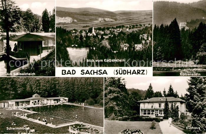 Bad Sachsa Harz Schmelzteich Panorama Blick vom Katzenstein Schwimmbad Kurhaus