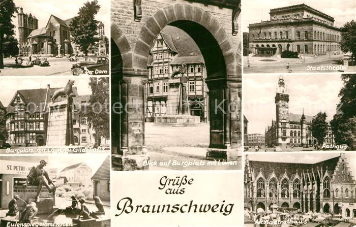 Braunschweig Dom Burgplatz Loewe Gildehaus Eulenspiegelbrunnen Staatstheater Rat
