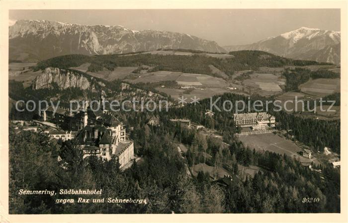 Semmering Niederoesterreich Suedbahnhotel gegen Rax und Schneeberg Fliegeraufnah