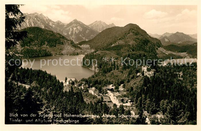 Hohenschwangau Panorama Blick von der Jugend Alpsee Schwansee Schloss Tiroler un