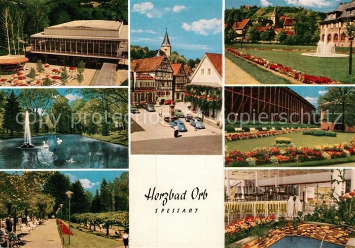 Bad Orb Teilansichten Herzbad Kurort Kurhaus Kurpark Gradierwerk Schwanenteich
