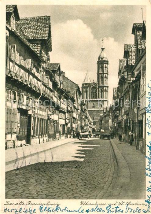 Braunschweig Weberstrasse mit St Andreas Kirche Nr 4002