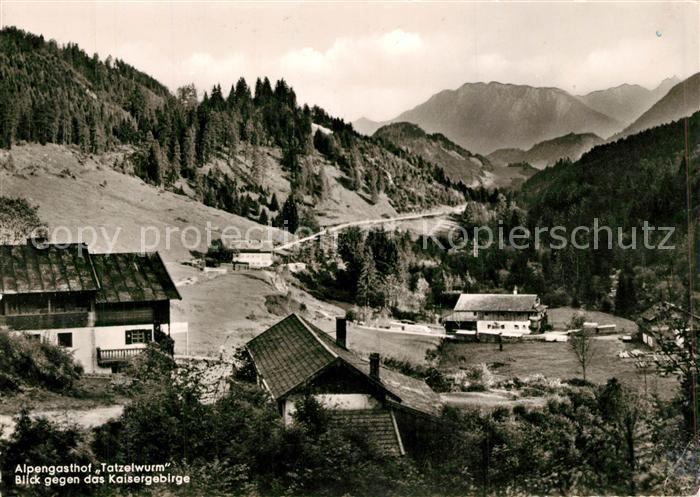 Oberaudorf Alpengasthof Tatzelwurm Blick gegen Kaisergebirge