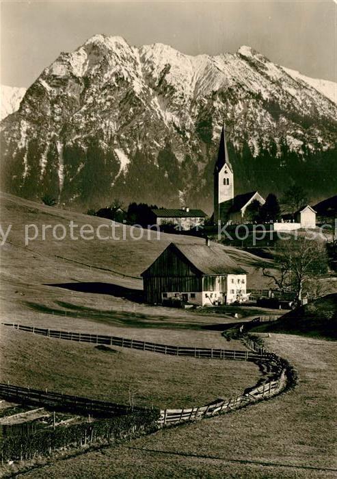 Tiefenbach Oberstdorf Ortsansicht mit Kirche Blick zu Rubihorn Nebelhorn Allgaeu