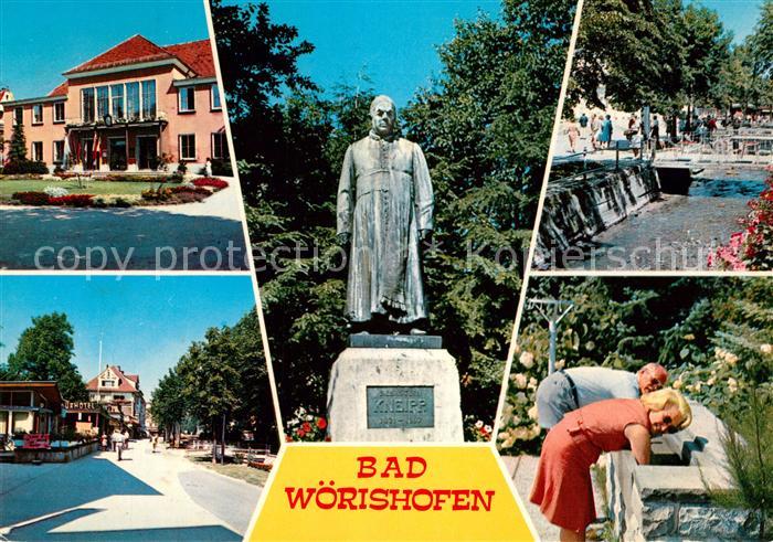 Bad Woerishofen Kurhaus Strassenpartie Kneipp Denkmal Statue