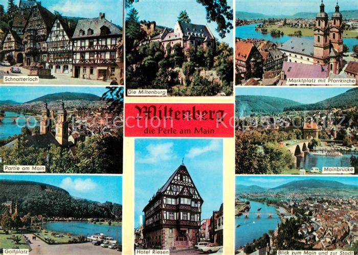 Miltenberg Main Schnatterloch Miltenburg Marktplatz Pfarrkirche Mainbruecke Golf