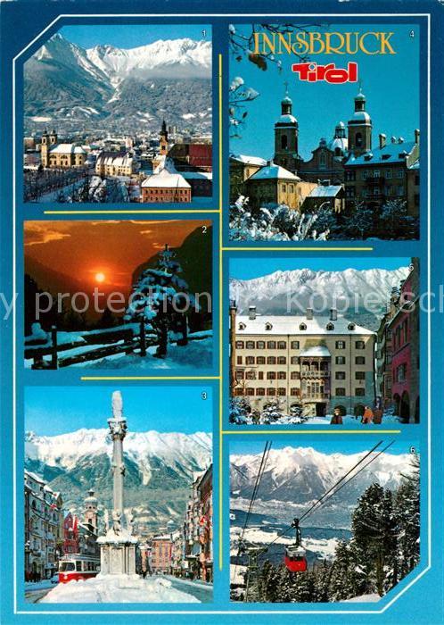 Innsbruck Blick zum Berg Isel Abendstimmung Annasaeule Dom Goldenes Dach Patsche