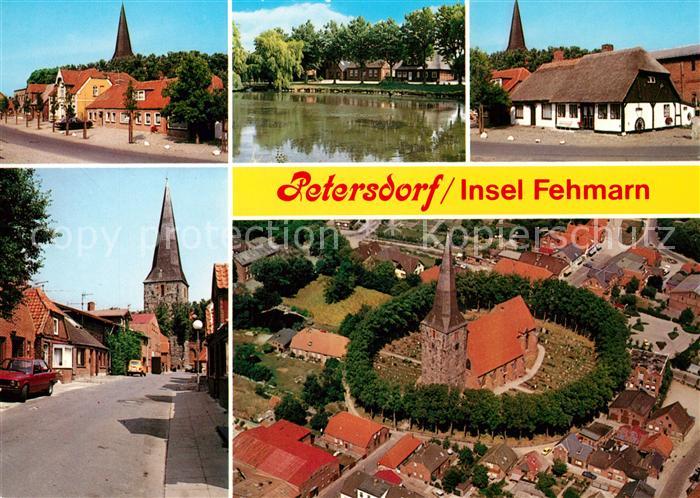 Petersdorf Fehmarn Ortsmotiv mit Kirche Fliegeraufnahme