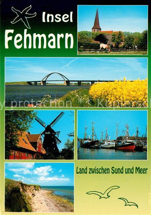 Insel Fehmarn Pferd Kirche Fehmarnsundbruecke Windmuehle Hafen Fischkutter Kuest
